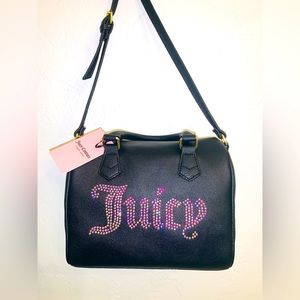 Juicy Couture Speedy Satchel Logo Bling Purse Handbag Crossbody Black